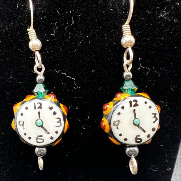 Edgy Clock dangle earrings 1.5" - Picture 1 of 5
